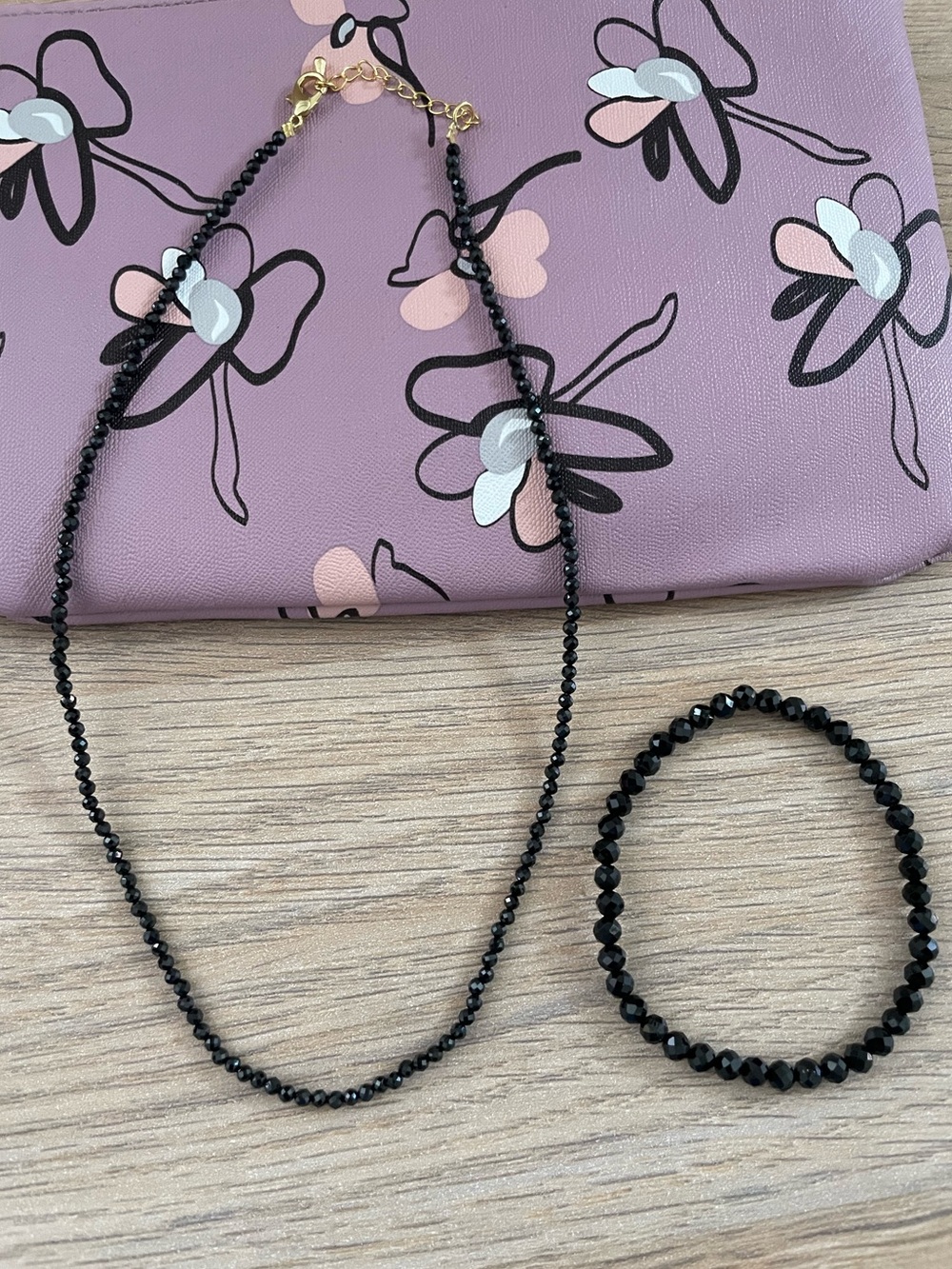 Black spinel necklace and black tournaline bracelet